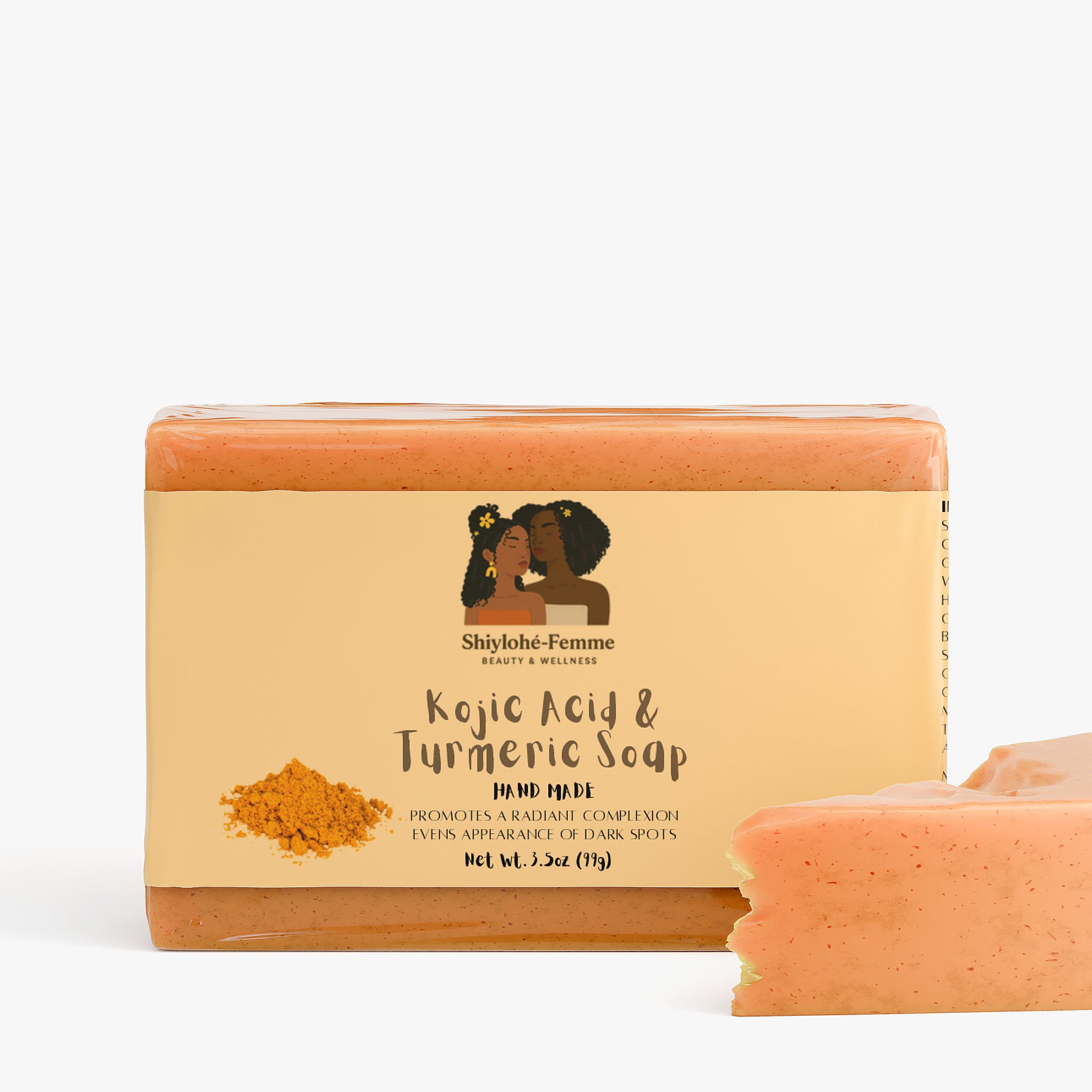 Kojic Acid & Turmeric Soap – Brightening natural bar for dark spots | Shiylohe-Femme